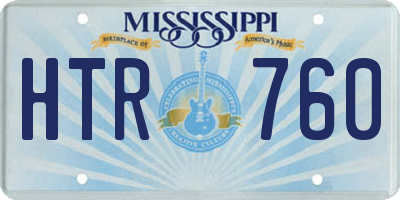 MS license plate HTR760