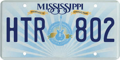 MS license plate HTR802