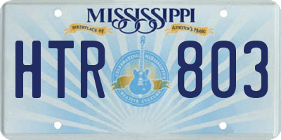 MS license plate HTR803