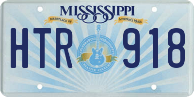 MS license plate HTR918