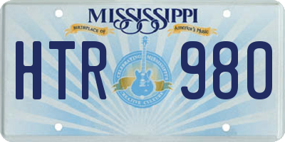 MS license plate HTR980