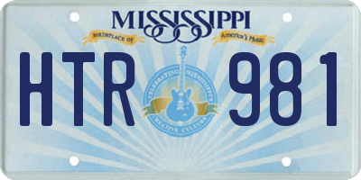 MS license plate HTR981