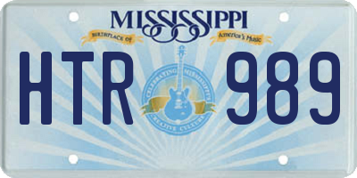 MS license plate HTR989