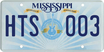 MS license plate HTS003