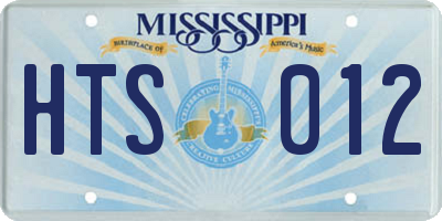 MS license plate HTS012