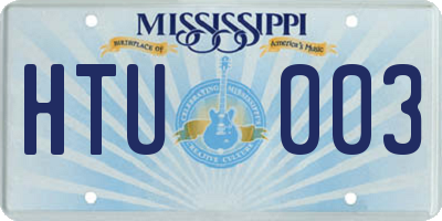 MS license plate HTU003