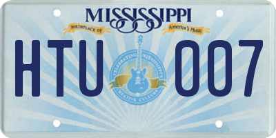 MS license plate HTU007
