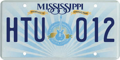 MS license plate HTU012