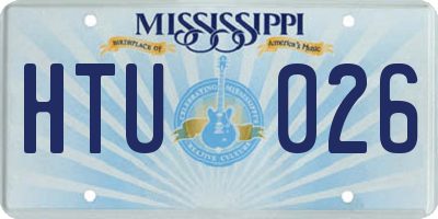 MS license plate HTU026