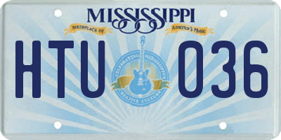 MS license plate HTU036