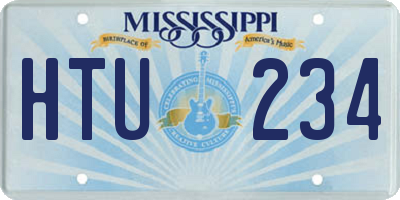 MS license plate HTU234