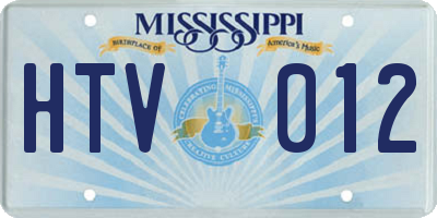 MS license plate HTV012