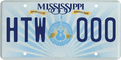 MS license plate HTW000