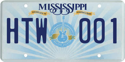 MS license plate HTW001