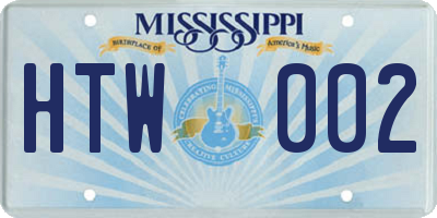 MS license plate HTW002