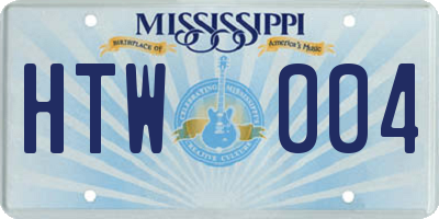 MS license plate HTW004