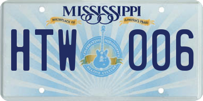 MS license plate HTW006
