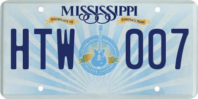 MS license plate HTW007