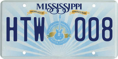MS license plate HTW008