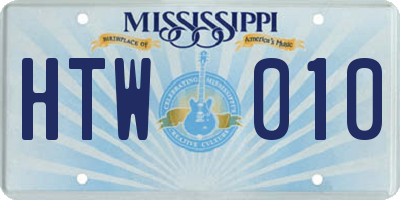 MS license plate HTW010