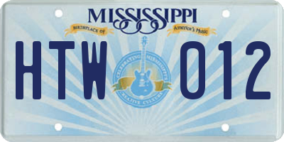 MS license plate HTW012