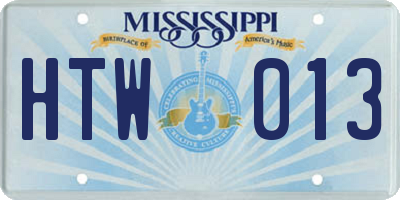 MS license plate HTW013