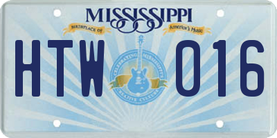 MS license plate HTW016