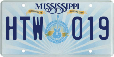 MS license plate HTW019