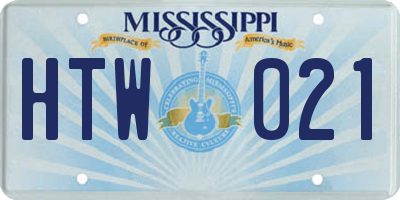 MS license plate HTW021
