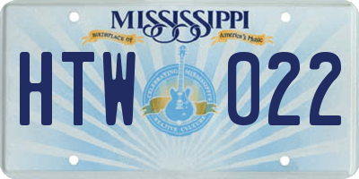 MS license plate HTW022