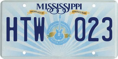 MS license plate HTW023