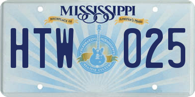 MS license plate HTW025