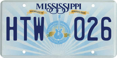 MS license plate HTW026