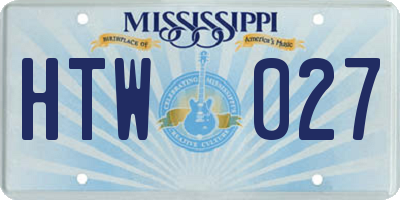 MS license plate HTW027