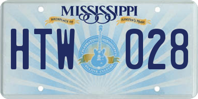 MS license plate HTW028