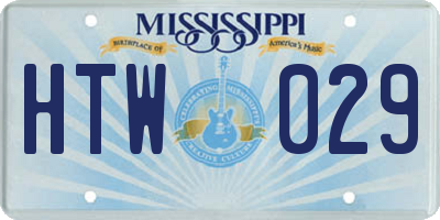MS license plate HTW029