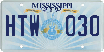 MS license plate HTW030
