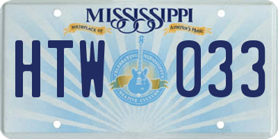 MS license plate HTW033