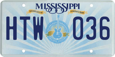 MS license plate HTW036