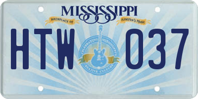 MS license plate HTW037