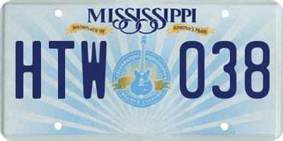 MS license plate HTW038