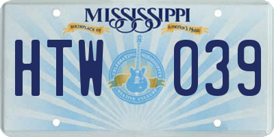 MS license plate HTW039