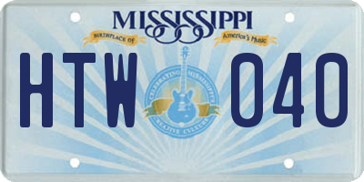 MS license plate HTW040