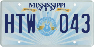 MS license plate HTW043