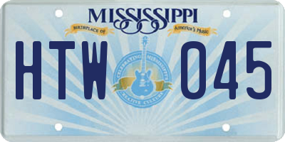 MS license plate HTW045