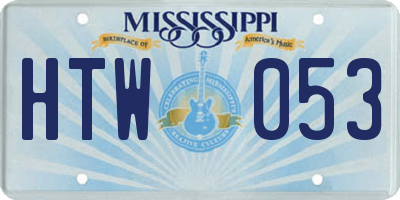 MS license plate HTW053