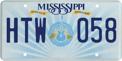 MS license plate HTW058