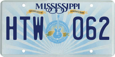 MS license plate HTW062