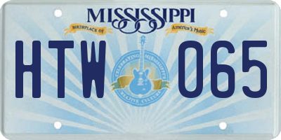 MS license plate HTW065