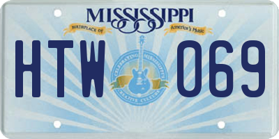 MS license plate HTW069